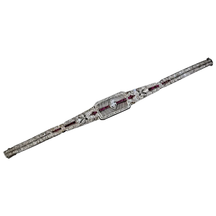 Decorative bracelet with gemstones on a white background