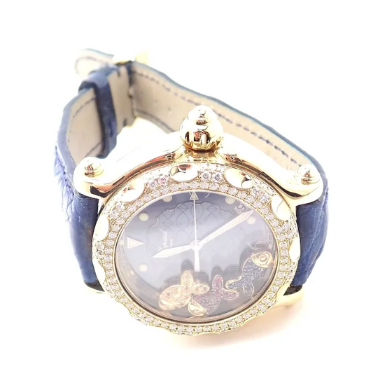 Authentic! Chopard Happy Sport Happy Beach 18k Yellow Gold Diamond 39mm Watch