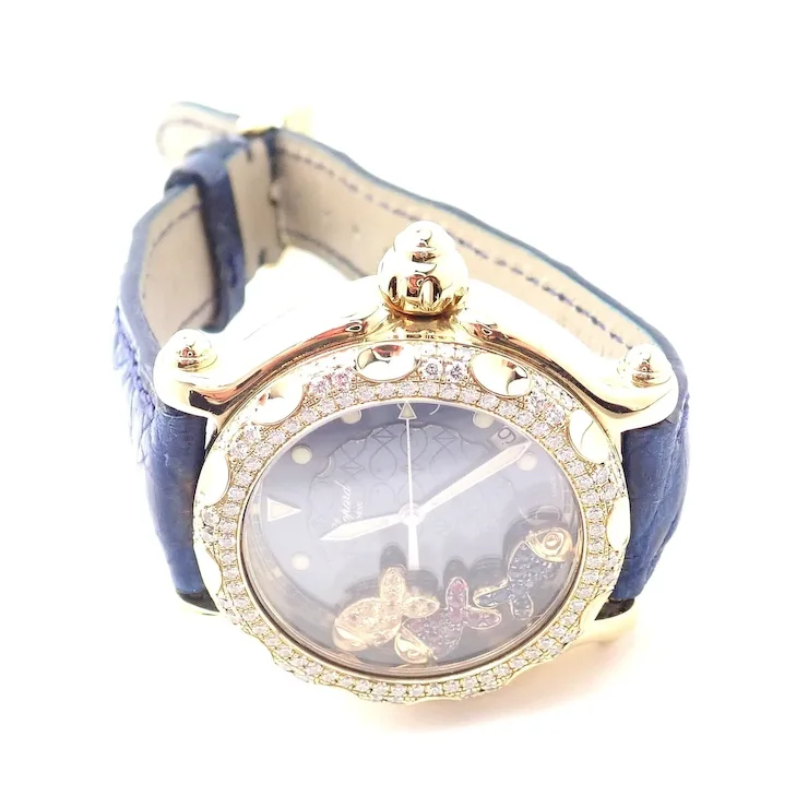 Authentic! Chopard Happy Sport Happy Beach 18k Yellow Gold Diamond 39mm Watch
