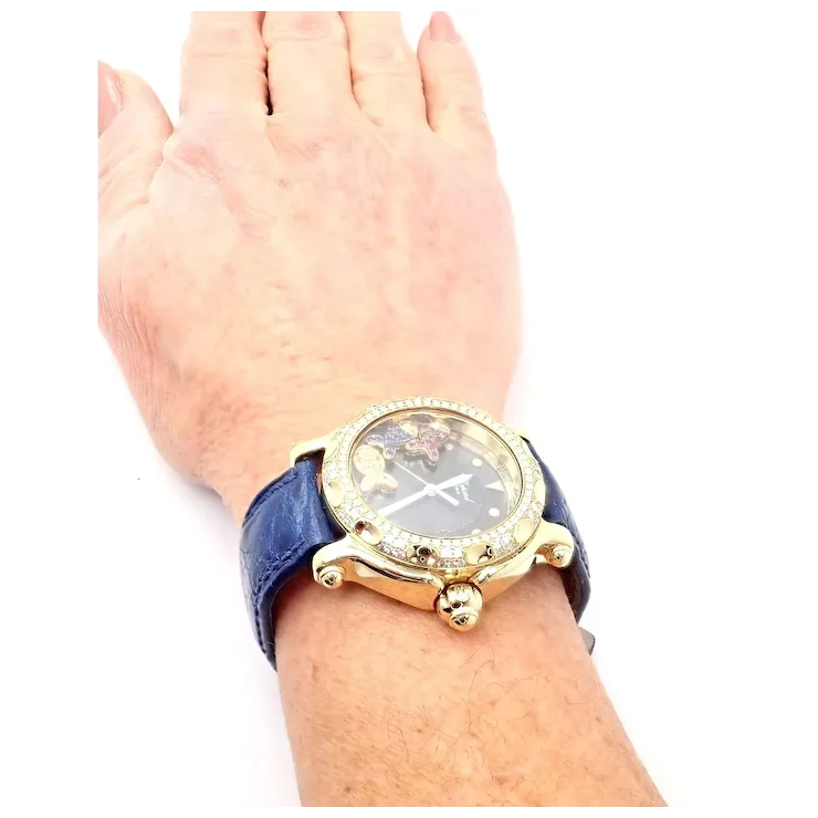 Authentic! Chopard Happy Sport Happy Beach 18k Yellow Gold Diamond 39mm Watch