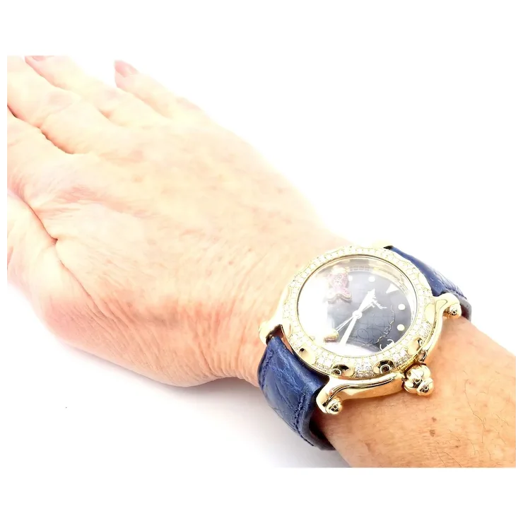Authentic! Chopard Happy Sport Happy Beach 18k Yellow Gold Diamond 39mm Watch