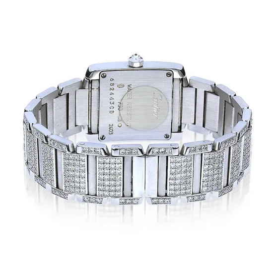 Cartier 2403 20mm Tank Le Francaise 18K White Gold 5.33ctw Diamond Watch