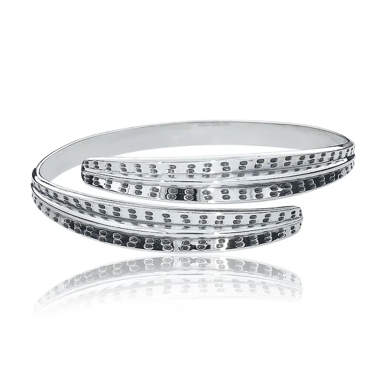 Silver bracelet on a white background