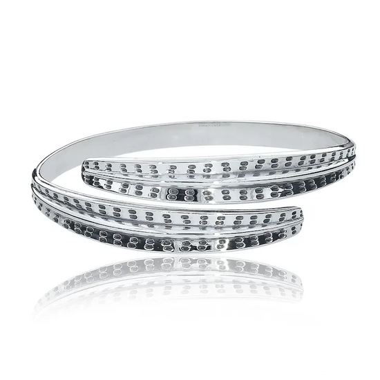 Silver bracelet on a white background