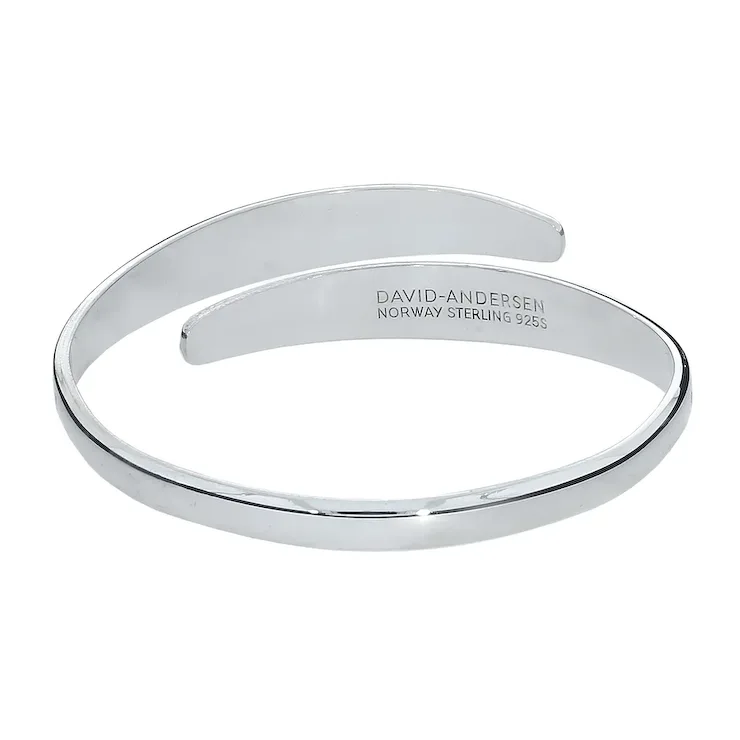 Silver bracelet with 'David Andersen Norway Sterling 925' engraving on a white background