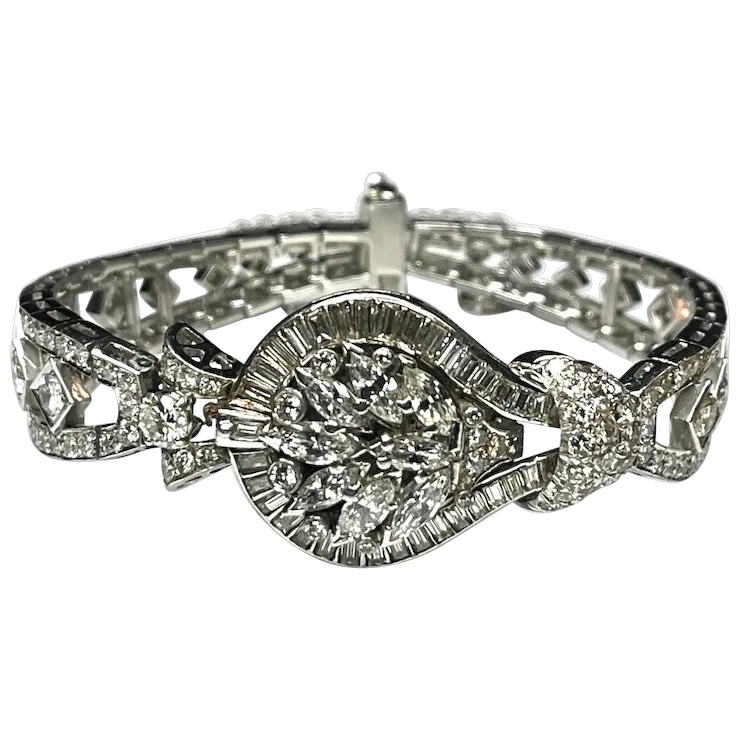Incredible Estate Diamond and Platinum Hamilton Bracelet/ Hidden Watch