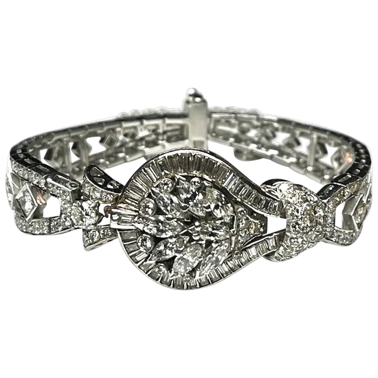Incredible Estate Diamond and Platinum Hamilton Bracelet/ Hidden Watch