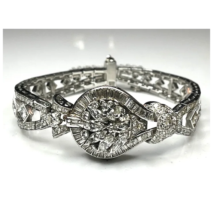 Incredible Estate Diamond and Platinum Hamilton Bracelet/ Hidden Watch
