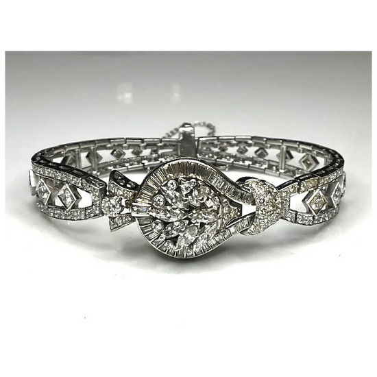 Incredible Estate Diamond and Platinum Hamilton Bracelet/ Hidden Watch