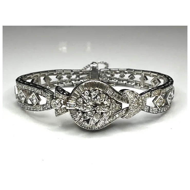Incredible Estate Diamond and Platinum Hamilton Bracelet/ Hidden Watch