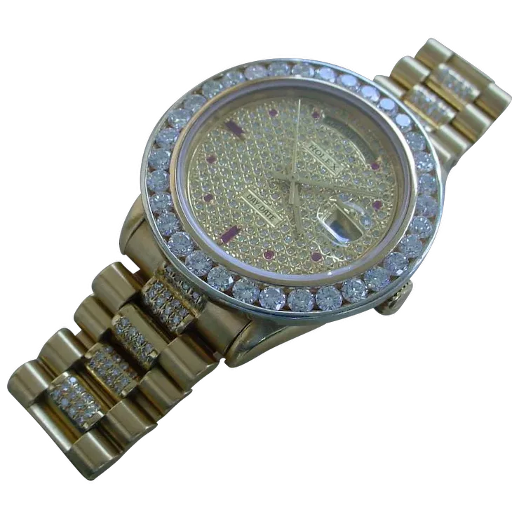 Rolex Day Date Q.S. 18038, About 8 Carats in Diamonds, 5 Carat Diamond Bezel.