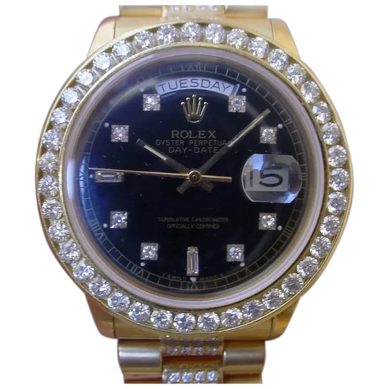 Rolex Day Date Q.S. 18038, About 4.8 Carats in Diamonds, 2.8 Carat Dia. Bezel.