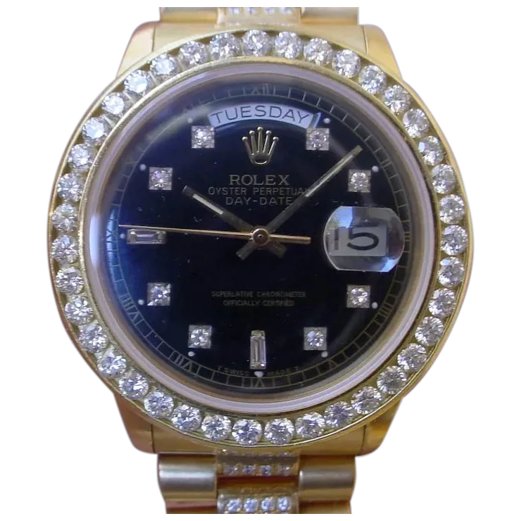 Rolex Day Date Q.S. 18038, About 4.8 Carats in Diamonds, 2.8 Carat Dia. Bezel.
