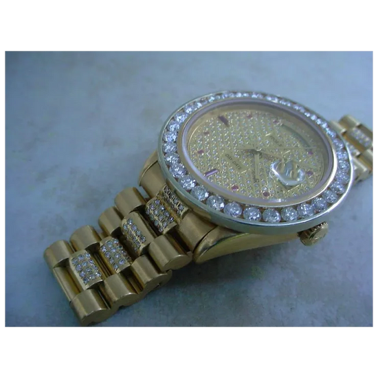 Rolex Day Date Q.S. 18038, About 8 Carats in Diamonds, 5 Carat Diamond Bezel.