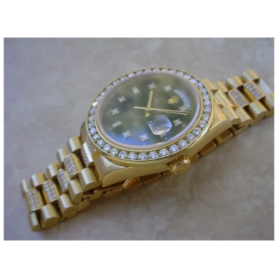 Rolex Day Date Q.S. 18038, About 4.8 Carats in Diamonds, 2.8 Carat Dia. Bezel.