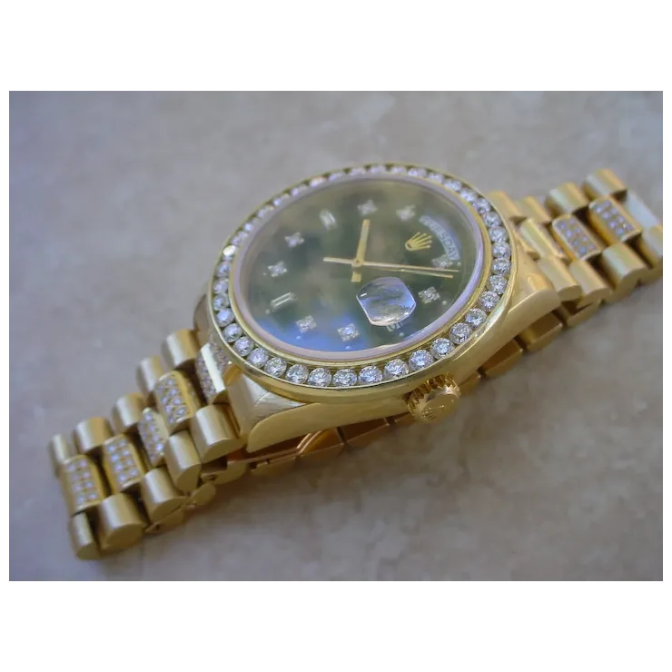 Rolex Day Date Q.S. 18038, About 4.8 Carats in Diamonds, 2.8 Carat Dia. Bezel.