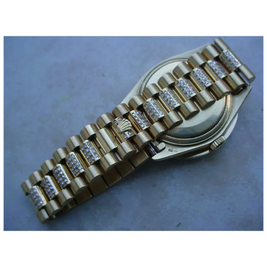 Rolex Day Date Q.S. 18038, About 8 Carats in Diamonds, 5 Carat Diamond Bezel.