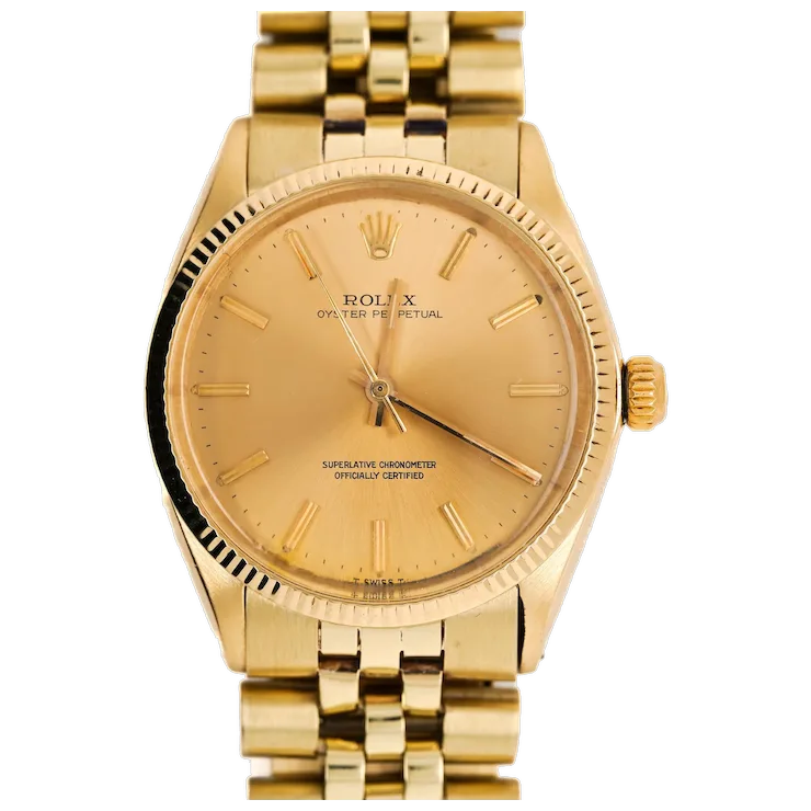 Rolex Oyster 1005 Champagne Dial Gold Vintage Watch