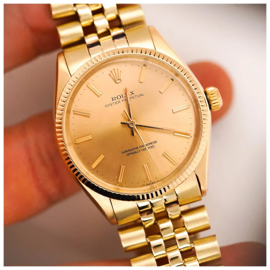 Rolex Oyster 1005 Champagne Dial Gold Vintage Watch
