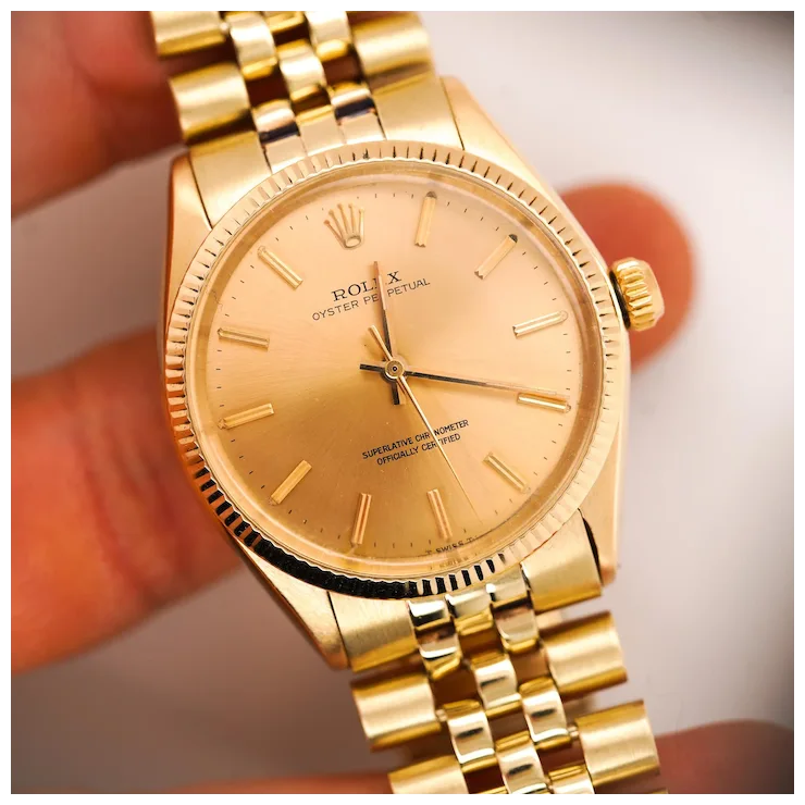 Rolex Oyster 1005 Champagne Dial Gold Vintage Watch