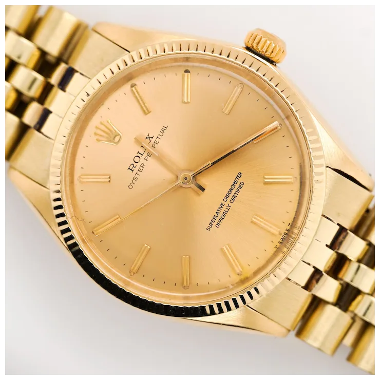 Rolex Oyster 1005 Champagne Dial Gold Vintage Watch
