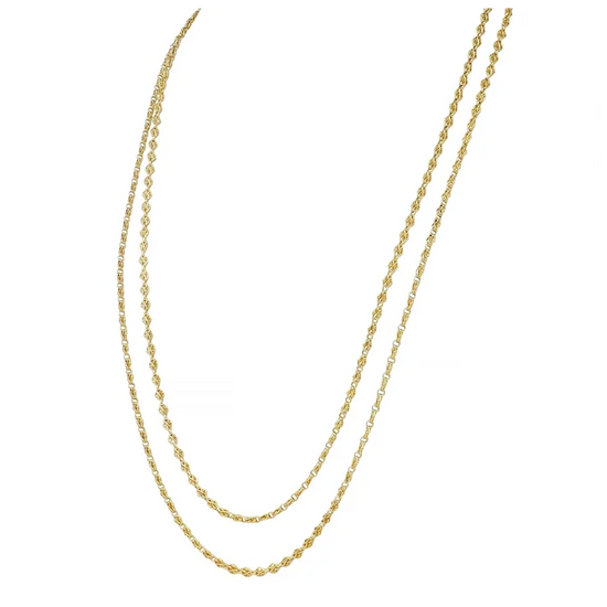 Gold chain necklace on a white background