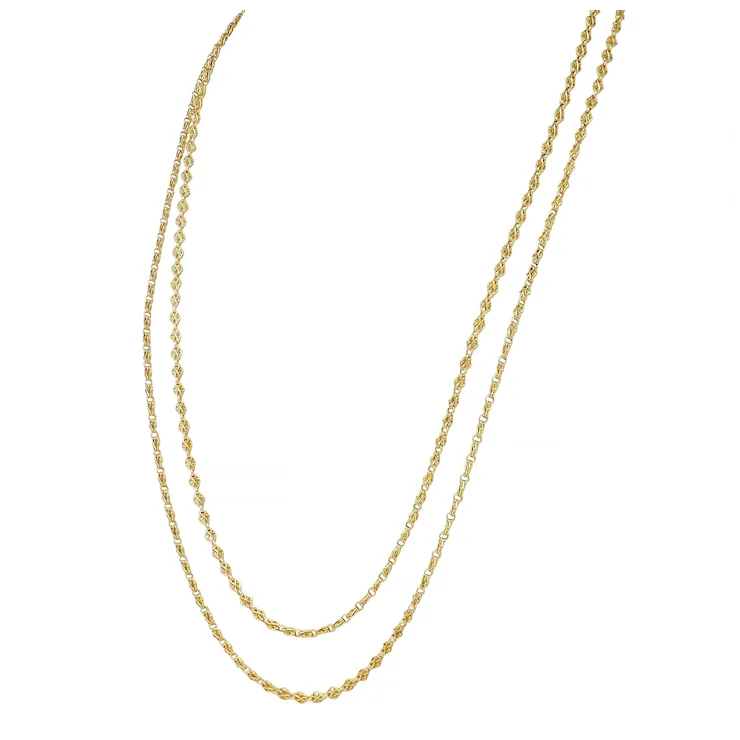 Gold chain necklace on a white background