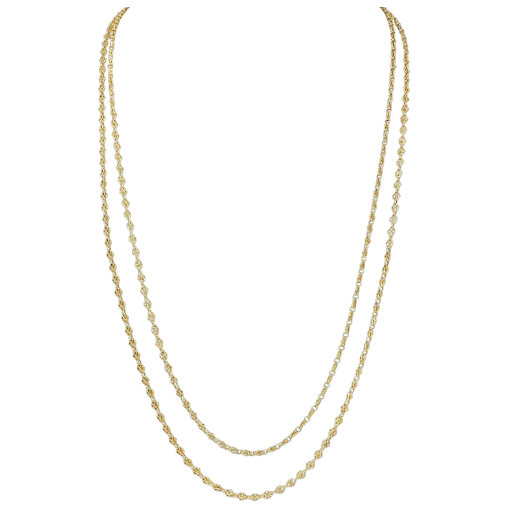 Gold chain necklace on a white background