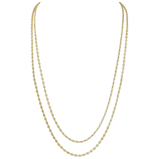 Gold chain necklace on a white background