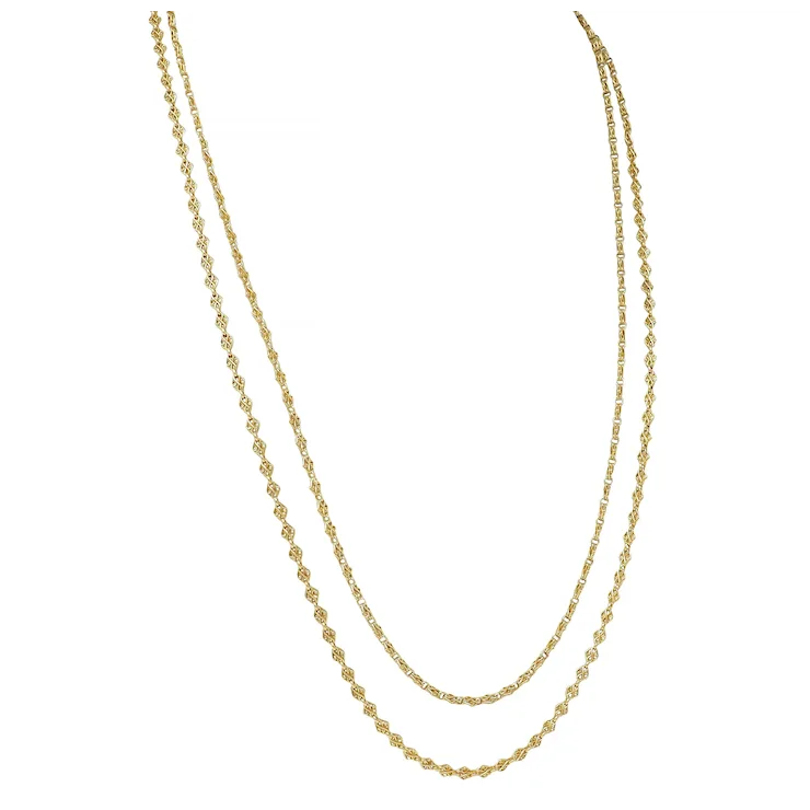 Gold chain necklace on a white background