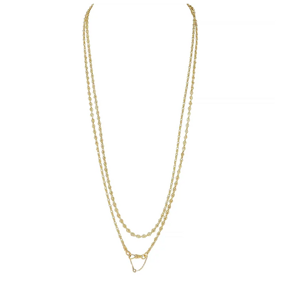 Gold necklace on a white background