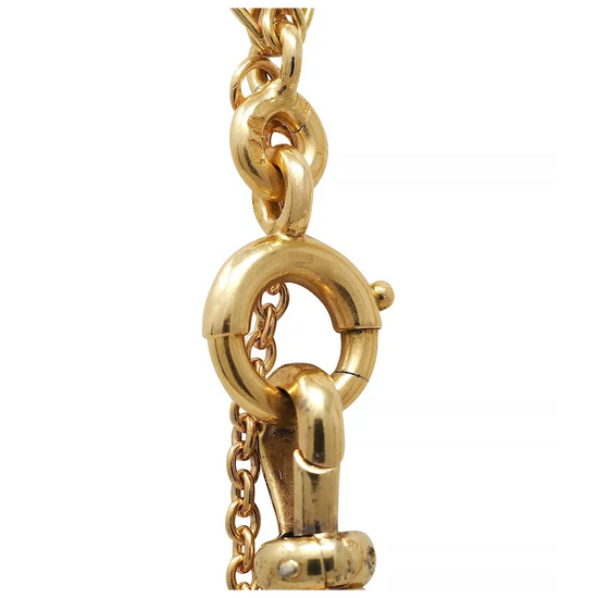 Gold chain with a padlock on a white background