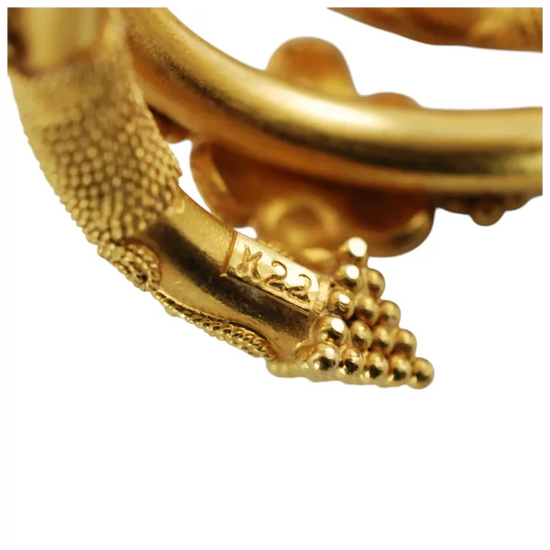 Vintage 22K Yellow Gold Byzantine Rosette Coil Ring with Granulation and Wire Wrapped Detail