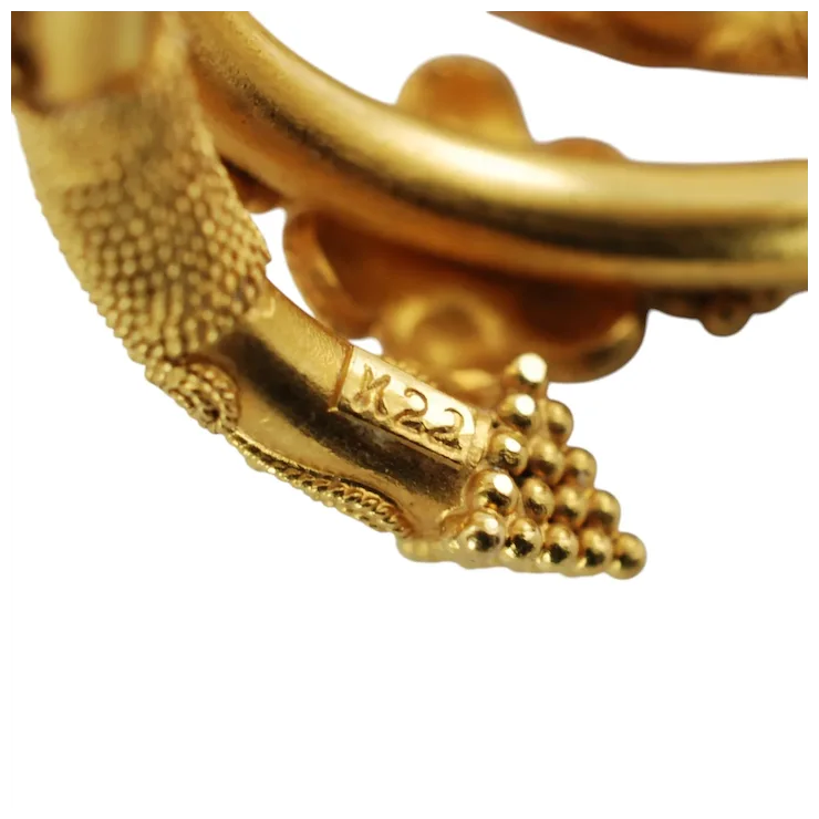 Vintage 22K Yellow Gold Byzantine Rosette Coil Ring with Granulation and Wire Wrapped Detail