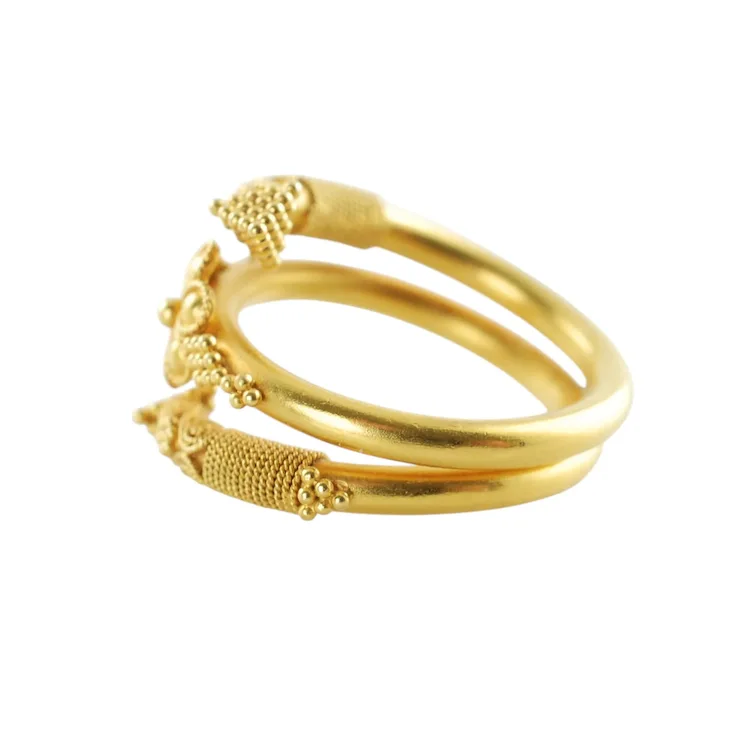 Vintage 22K Yellow Gold Byzantine Rosette Coil Ring with Granulation and Wire Wrapped Detail