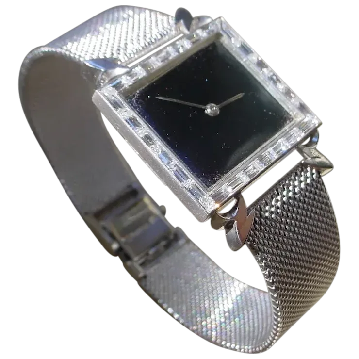 Vintage Audemars Piguet 18K White Gold, 26 Baguette Diamonds.