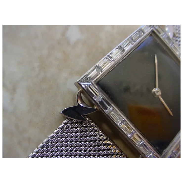 Vintage Audemars Piguet 18K White Gold, 26 Baguette Diamonds.