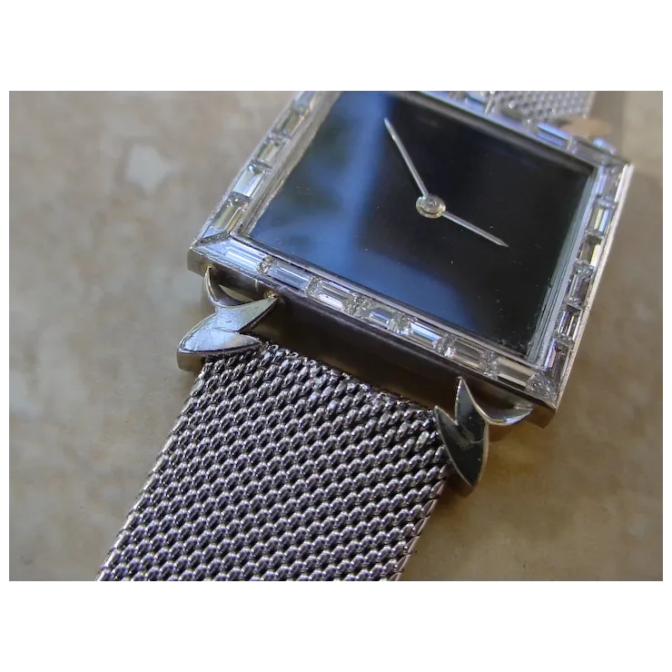 Vintage Audemars Piguet 18K White Gold, 26 Baguette Diamonds.