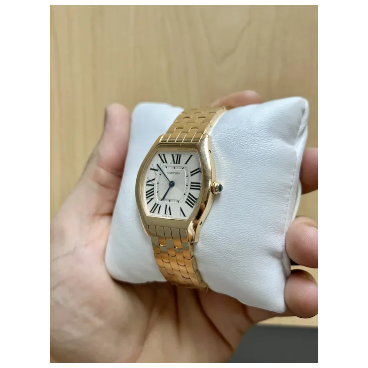 Vintage Cartier 31mm Tonneau-shaped Ladies Watch in 18K Rose Gold