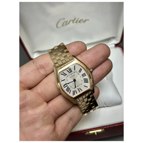 Vintage Cartier 31mm Tonneau-shaped Ladies Watch in 18K Rose Gold