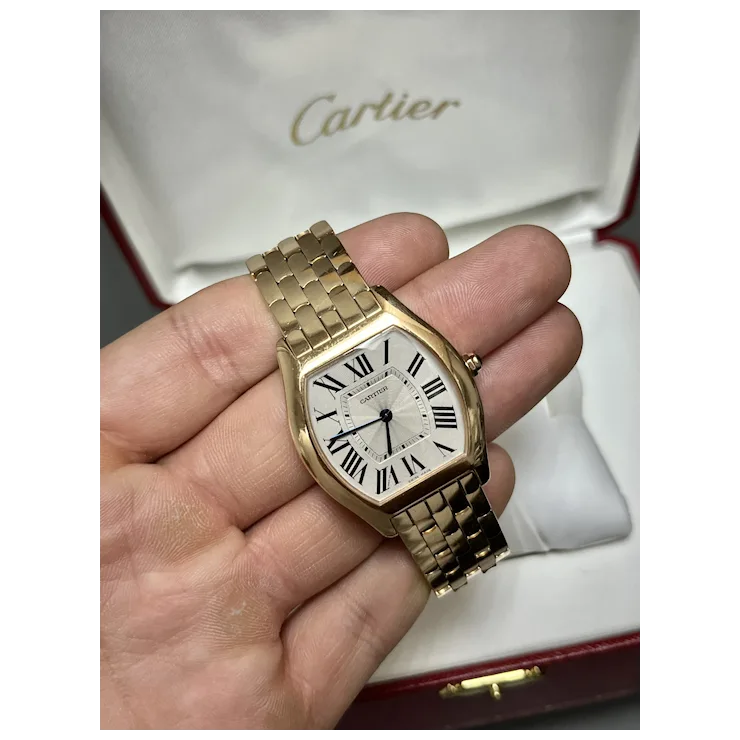 Vintage Cartier 31mm Tonneau-shaped Ladies Watch in 18K Rose Gold