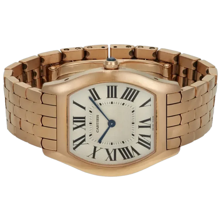 Vintage Cartier 31mm Tonneau-shaped Ladies Watch in 18K Rose Gold
