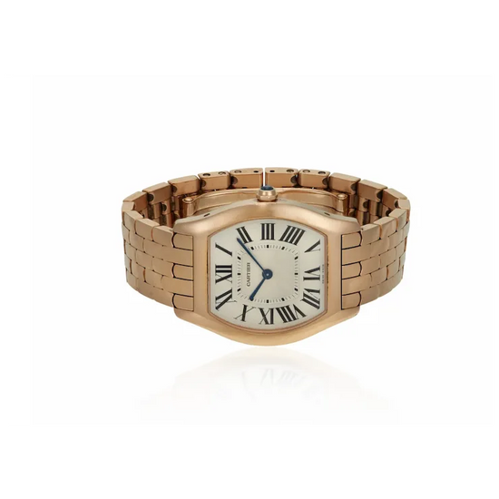 Vintage Cartier 31mm Tonneau-shaped Ladies Watch in 18K Rose Gold