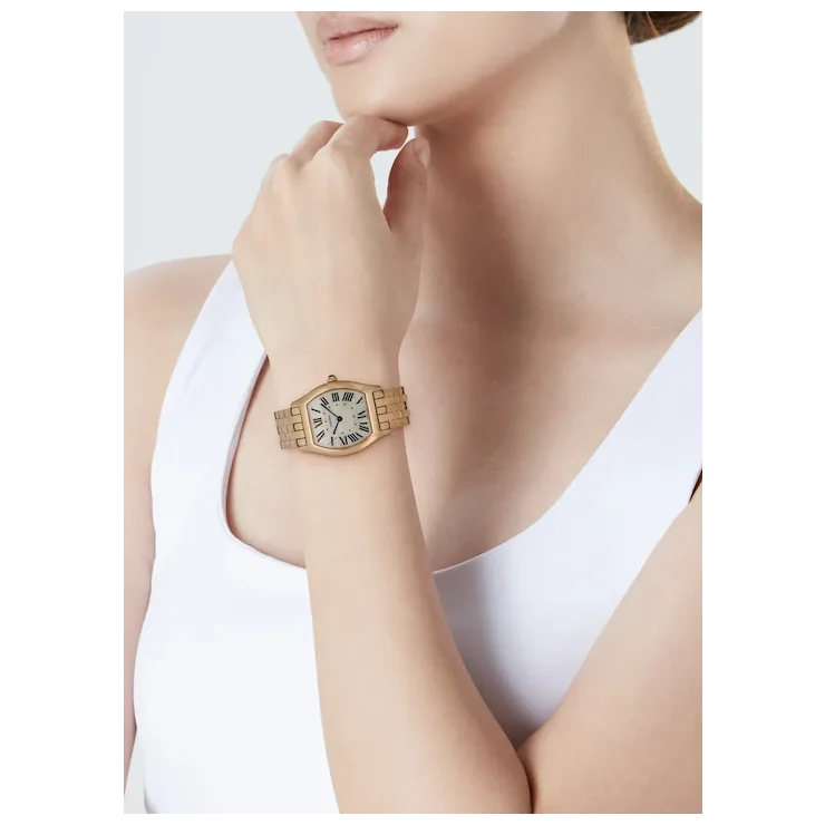 Vintage Cartier 31mm Tonneau-shaped Ladies Watch in 18K Rose Gold