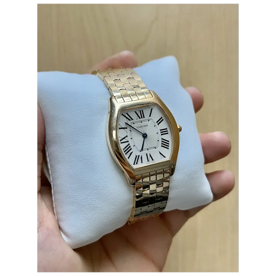 Vintage Cartier 31mm Tonneau-shaped Ladies Watch in 18K Rose Gold