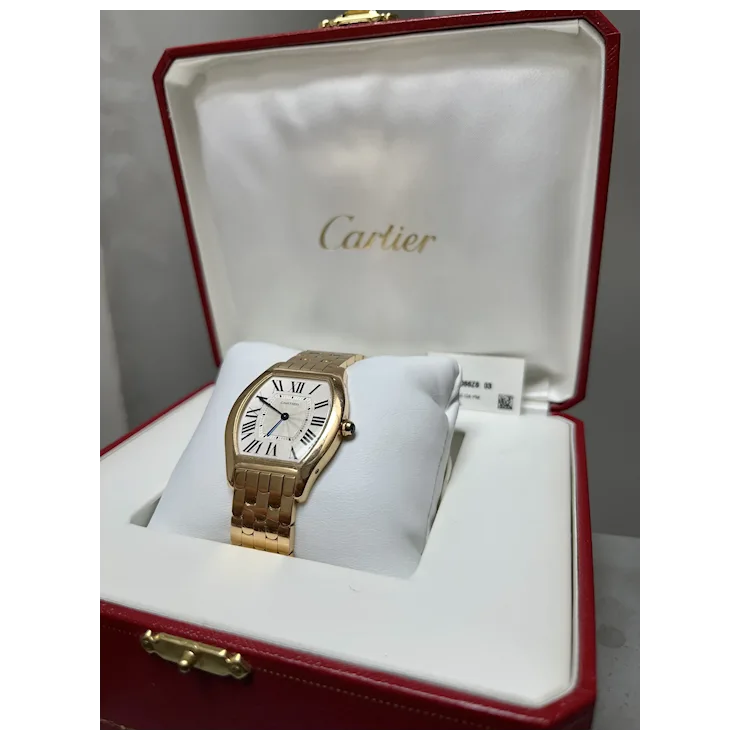 Vintage Cartier 31mm Tonneau-shaped Ladies Watch in 18K Rose Gold