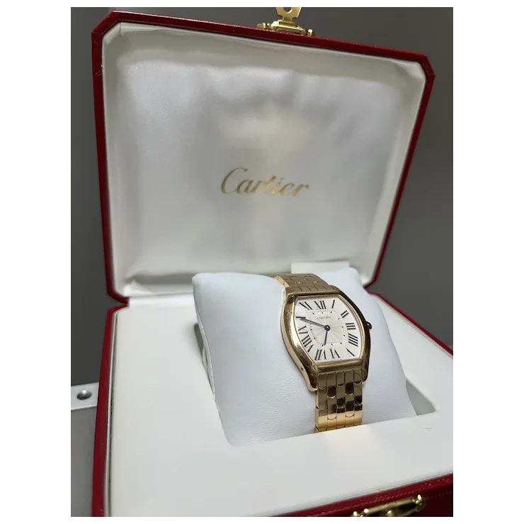 Vintage Cartier 31mm Tonneau-shaped Ladies Watch in 18K Rose Gold