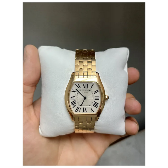 Vintage Cartier 31mm Tonneau-shaped Ladies Watch in 18K Rose Gold