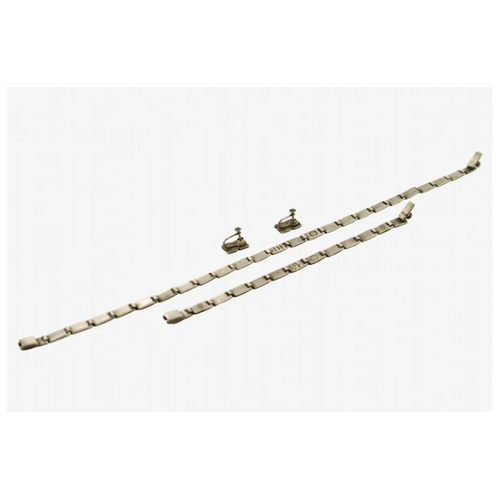 Set of metal chains and links on a white background